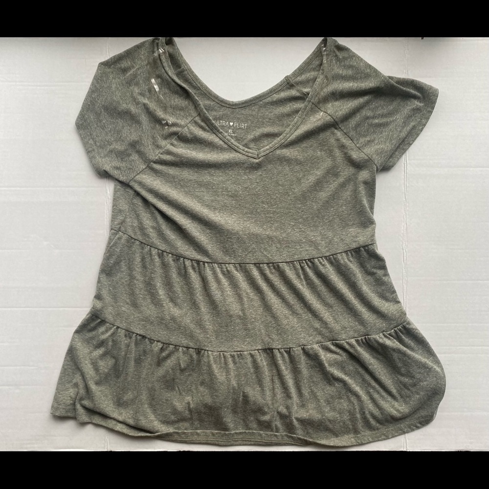 Ultra Flirt Green Layered Shirt Blouse